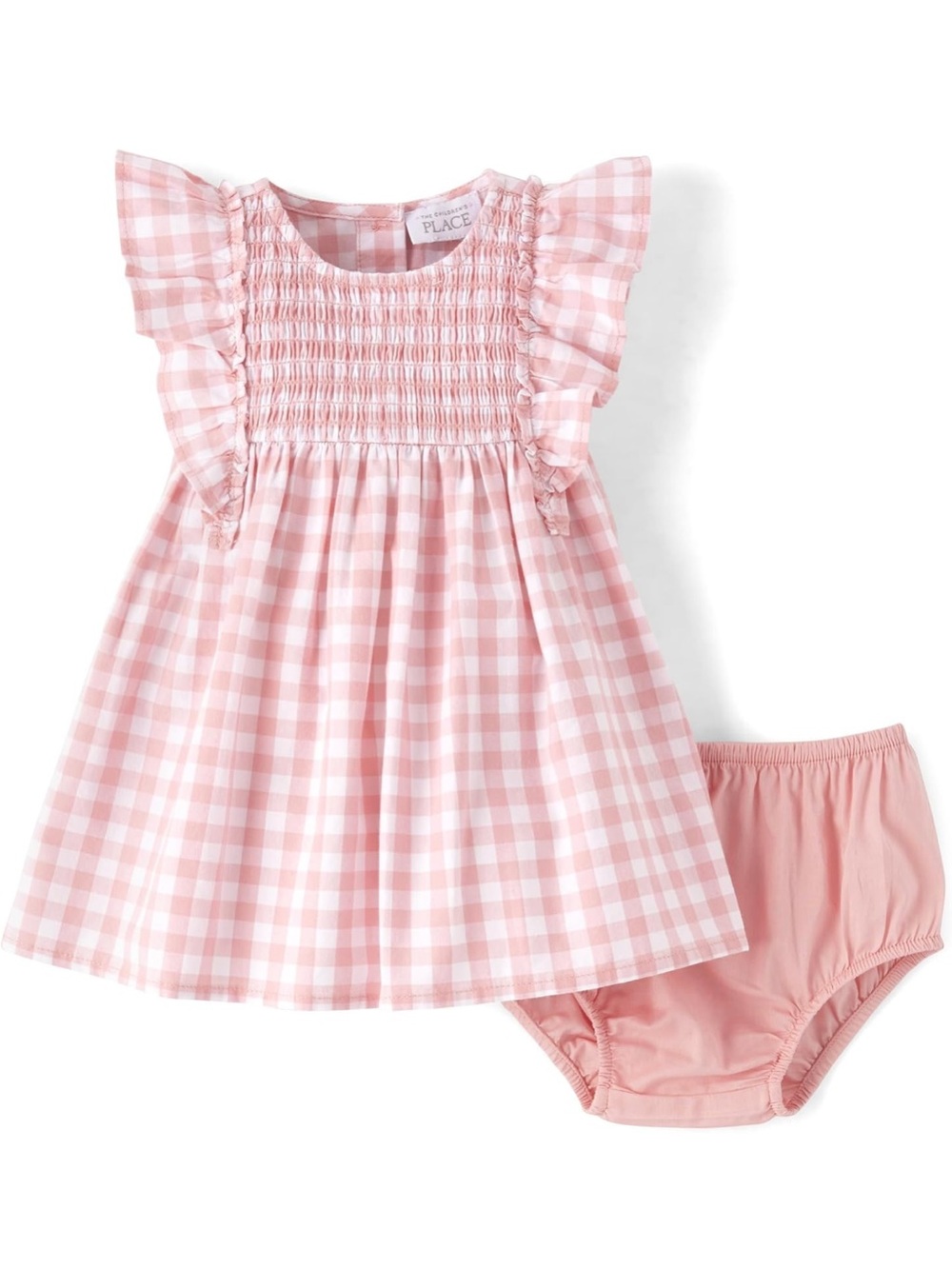 The Children's Place Pink Gingham Smocked Dress Set